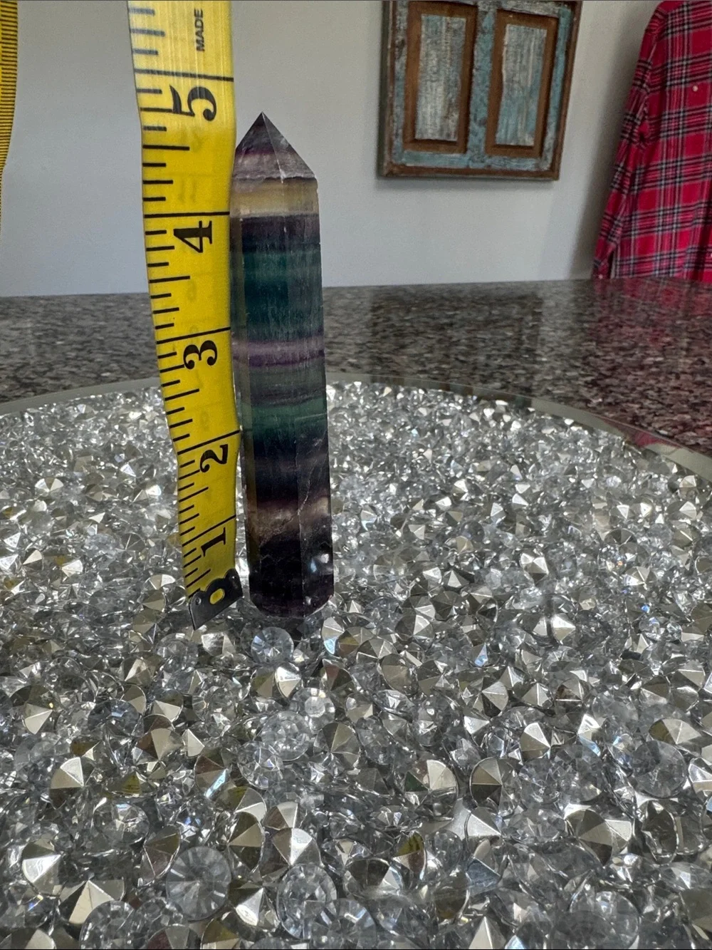 Multicolor Fluorite Tower Accent - Green, Purple & Cream